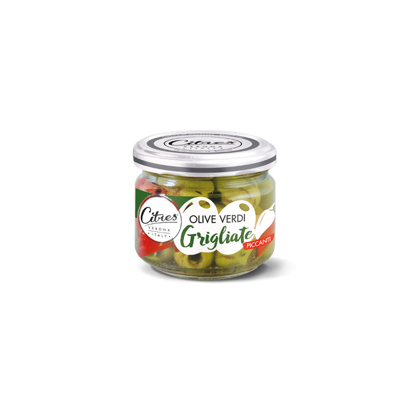 Olives vertes grillées à l'huile picante